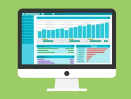 Computer with statistical charts