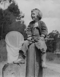 Lynn Siri (now Lynn Kimsey) at age 5. This portrait hangs in the Bohart Museum of Entomology.