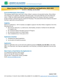 Glenn County 4-H Oliver Wilson Guidelines and Application 2024-2025