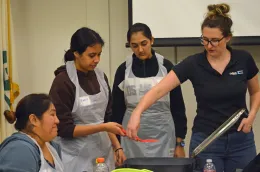 Cooking Academy teen teachers at training with CalFresh staff