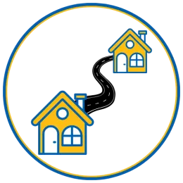 Icon - Relocation - houses and a road