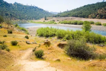 View of the Yuba River where fall run Chinook Salmon spawn
