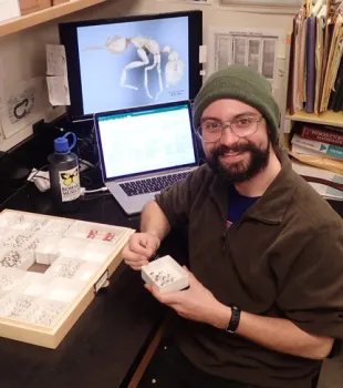 Ant specialist Brendon Boudinot, Ph.D candidate in Phil Ward lab, UC Davis Department of Entomology and Nematology. (Photo by Kathy Keatley Garvey)