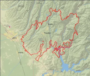 Area Affected by Camp Fire, Relief View