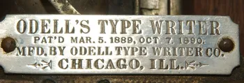 A brass plate shows the name of the inventor, the year of the patent, and where it was manufactured. (Photo by Kathy Keatley Garvey)