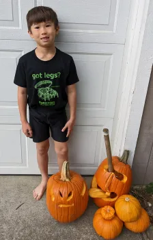 Toco Yang of Davis wearing his spider t-shirt,