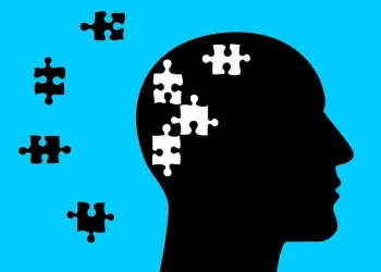 Head with puzzle pieces inside and outside