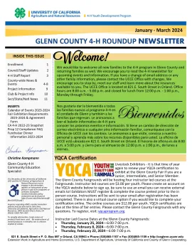 Glenn County 4-H Roundup Newsletter - January, February, and March 2024