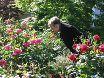For Over article, Lilly smelling the roses [Pauline Sakai]