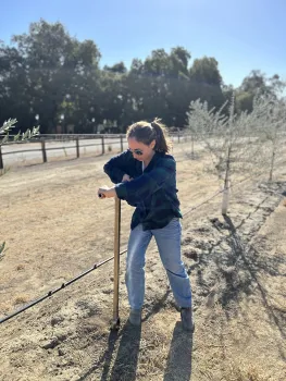 Bailey using a soil auger