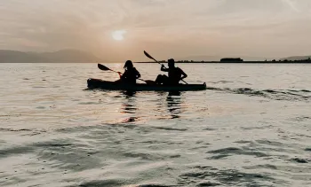 Two people canoeing