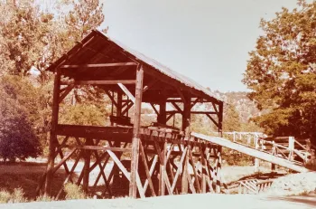Photo of a replica of James Marshall's saw mill in Coloma, California.
