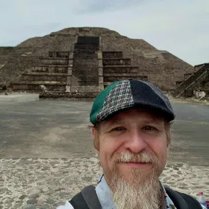 Russell Standing in front of the Pyramid of the Sun in Mexico